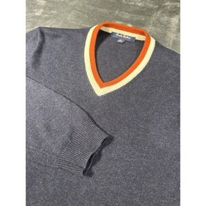 Brooks Brothers Fleece Wool Blend Sweater Mens XL   V-Neck Blue